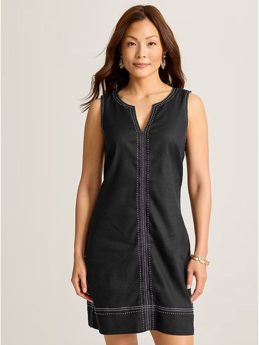 Tommy Bahama Black Palm-a-Dora Split Neck Bay Shift Dress Sheath Size XS Summer